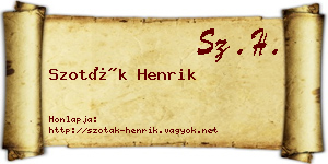 Szoták Henrik névjegykártya
